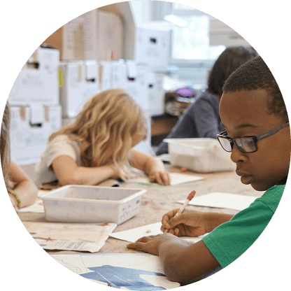 Kids studying in a school